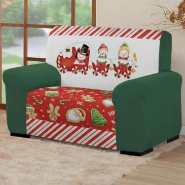 Imagem de Capa de Sofá 2 Lugares Coladinha Natal Estampada Exclusiva Proteção e 