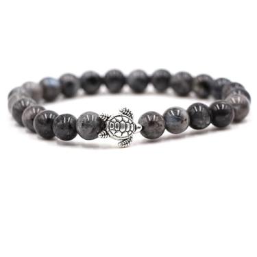 Imagem de Pulseira de contas de tartarugas marinhas de 8 mm, pulseira de pedras preciosas natalinas de cristal de cura pulseira elástica para mulheres e homens, 8mm, Zinco Pedra, Sem Pedra Preciosa