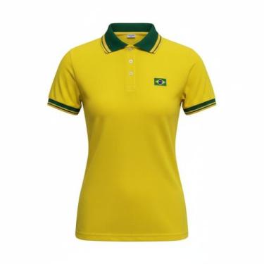 Imagem de Camisa Brasil Polo Piquet Amarela - Feminino Tamanho:PCor:Amarelo - Ol