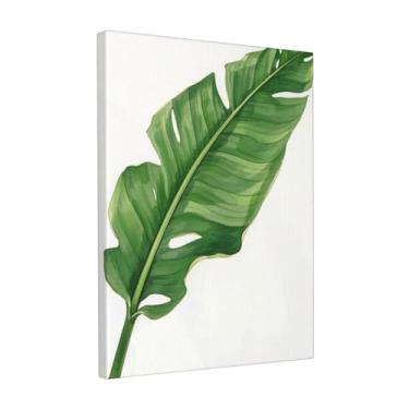 Imagem de Dutpurly Arte de parede emoldurada de folha de bananeira 30,5 x 40,6 cm, pinturas realistas em aquarela, lindas plantas verdes, decoração de quarto realista, decoração de parede pronta para pendurar