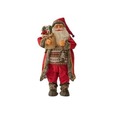 Imagem de Luminária LED Natalino com Papai Noel, Bronze, 13,5cm x 7cm, Poliestireno, Bateria Incluída, Decoração de Natal