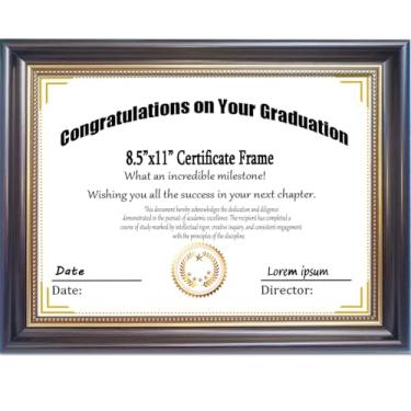 Imagem de PAZLOG Moldura para diploma de 21 x 27 cm, mostrador marrom clássico, cor nogueira, certificado de 21 x 28 cm com acrílico de alta definição, moldura de documento de grau para parede e mesa, contas