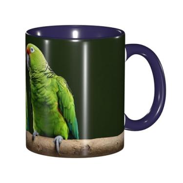 Imagem de Zeraoke Canecas de café criativas com estampa de palmeira verde de dois papagaios, personalizadas, presente para família, tamanho de 325 ml, unissex