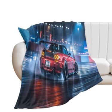 Imagem de HouLaiZhe Cobertor Super Macio Flanela Drift Racing Sports JDM Car S2000 Cobertores de Refrigeração Leve para Sofá-Cama Cadeira Sofá Carro Viagem ao Ar Livre Leve Quente 76 cm x 127 cm