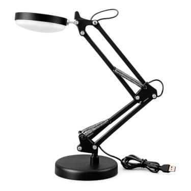 Imagem de Luminária de Mesa Led USB com Braço Articulado e Altura Ajustável Iluminação Suave para Leitura Estrutura Metálica Design Moderno e Compacto (Preto)