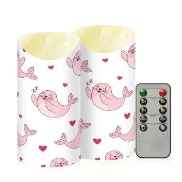 Imagem de Wassud Pacote com 2 velas adoráveis sem chama com controle remoto, velas realistas cintilantes com temporizador, velas decorativas para Natal, casamento, festa, decoração de casa média