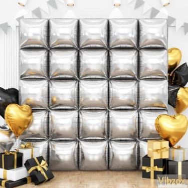 Imagem de Balões quadrados prateados para parede, dois lados cromados prateados kit de arco de túnel para aniversário, formatura, ano novo, chá de bebê, casamento, feriado, tema de decoração de festa