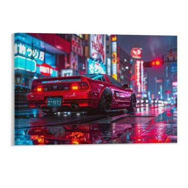 Imagem de HouLaiZhe Neon Jdm Car Nsx Sports Classic Posters Canvas Wall Estética Sala Decoração de Parede Impressões Galeria Sala Decoração de Parede para Quarto Sala de Estar Escritório 11 x 17 polegadas (28 x