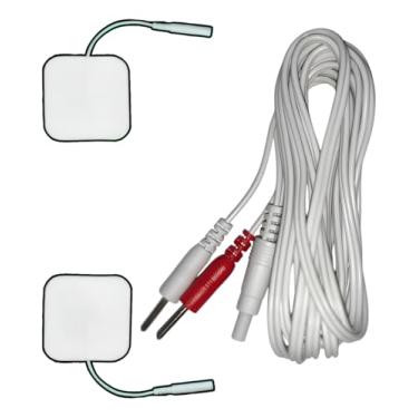 Imagem de Cabo Para Neurodyn Portátil Tens Fes Russa + 2 Eletrodos Branco