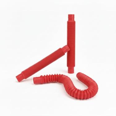 Imagem de Kit Brinquedo Pop Tube Grande LED Estica Puxa Tubo Sensorial com Luz (Vermelho)