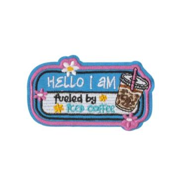 Imagem de Frases engraçadas de passar a ferro/costurar em apliques bordados sarcástico, ansiedade, terapeuta, humor, palavras, roupas para jeans, mochilas Hello I Am Fueled by Ice Coffee Patch