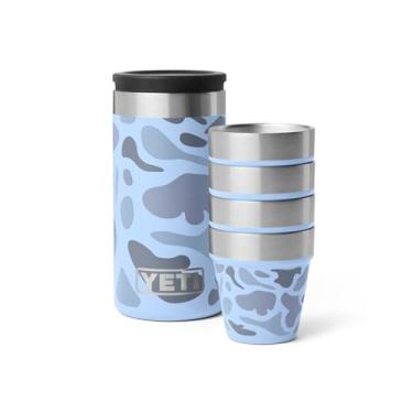 Imagem de YETI Copos de shot com estojo de transporte, conjunto de 4, camuflagem azul