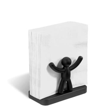 Imagem de Easy Kitchen Porta Guardanapo Decorativo, Plástico Preto, Design Minimalista, 15 x 8 x 11 cm, Base com Bonequinhos para Mesa de Jantar