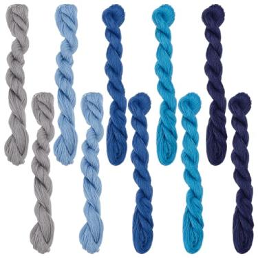 Imagem de FREEBLOSS 10 fios de algodão Sashiko 10 x 50 m (55 jardas) fio dental para bordado, 5 cores, fios Sashiko para acolchoar, costura à mão, suprimentos de bordado