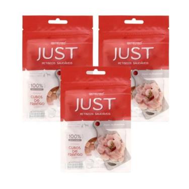 Imagem de Kit Petisco Just Cubos de Frango Cães Gatos 55g 3 unidades - GERMANHAR