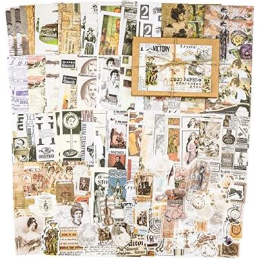Imagem de Knaid 200 peças vintage pacote efêmera, kit de diários, scrapbook, planejador, suprimentos para arte, diário, colagem, artesanato, álbum, artesanato, presentes (estilo retrô)