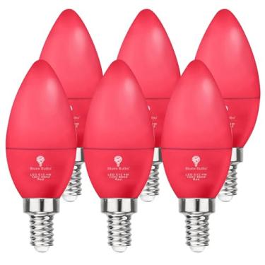 Imagem de Pacote com 6 lâmpadas vermelhas BlueX LED Candle - 4W (equivalente a 40 Watts) - Lâmpada LED base E12, decoração de festa, varanda, iluminação de casa e feriado, lâmpadas de candelabro e candelabro