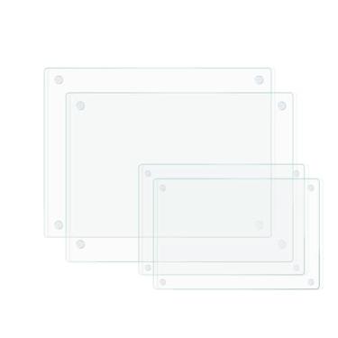 Imagem de Hifogang Tábua de corte de vidro, vidro temperado transparente para cozinha, 4 peças, com pés de borracha, antiderrapante, durável, resistente a quebras, lavável na lava-louças, resistente a