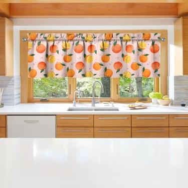 Imagem de sgqjdpmc 1 peça de cortinas de cozinha laranja para janelas de cozinha cortinas de arte de fazenda decoração sobre a pia 45,7 x 137 cm