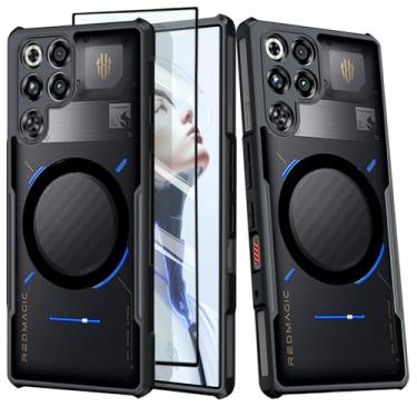 Imagem de Guizzcg Capa para Red Magic 11 Pro/11 Pro+, capa ultrafina e leve de TPU macio + airbags de grau militar traseiro de acrílico proteção contra quedas à prova de choque [1 filme temperado], preto