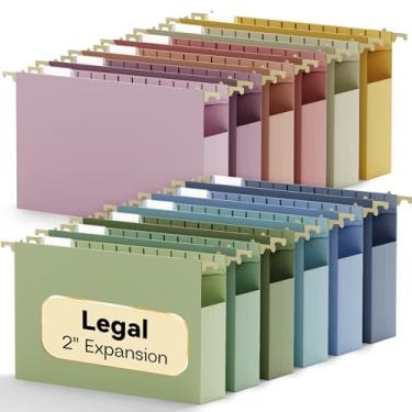 Imagem de NORDUN Pastas de arquivo suspensas tamanho legal, capacidade extra, pacote com 12 pastas de plástico expansível de 5 cm com abas, organizador de arquivos suspensos para moldura de arquivo/caixa de