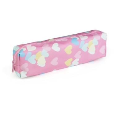 Imagem de Estojo Escolar KIT Corações – Retangular, Compartimento Unico, Cores Sortidas e Zíper Simples - Ideal para Canetas, Lapis e Material Escolar.