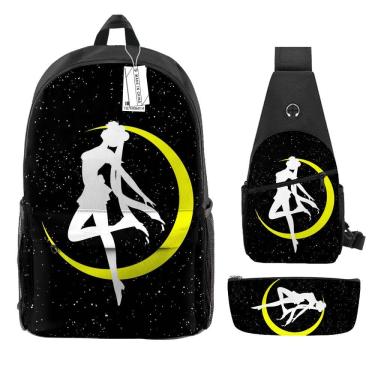 Imagem de Conjunto de mochilas Sailors Moon Tsukinos Usagis Anime School 3 unidades