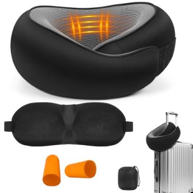 Imagem de Zenkon Almofada de Pescoço, Travesseiro Viagem de Viagem em Espuma de Memória Pura, Suporte 360° para Longas Viagens de Avião, Kit com Máscara de Olhos e Tampões de Ouvido