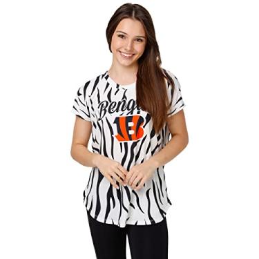 Imagem de FOCO Túnica feminina listrada branca com marca de palavras Cincinnati Bengals NFL - P