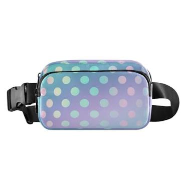 Imagem de Bolsa tiracolo roxa vermelha gradiente com alça ajustável à prova d'água, Bolinhas degradê rosa verde, one size, Bolinhas degradê rosa verde