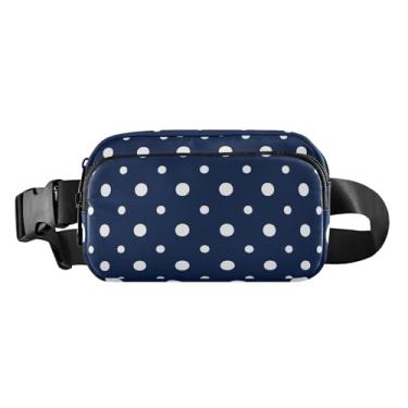 Imagem de Bolsa de cinto gradiente verde unissex mini bolsa de cinto com alça ajustável pochete para mulheres transversal, Bolinhas azul marinho, one size, Bolinhas azul marinho