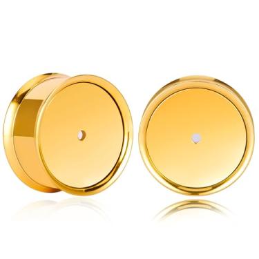 Imagem de Maxbott 2 plugues de pino para orelhas esticadas 8 mm-16 mm aço inoxidável túneis de orelha ocos usam brincos regulares e pendentes, 3 cores, alargadores duplos com suporte de silicone para brincos