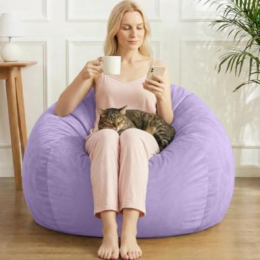 Imagem de AZHCHKE Cadeira de pufe de armazenamento de animais de pelúcia (sem enchimento), cadeira de veludo macio e confortável para adultos, crianças, adolescentes, meninas, cães, gatos, animais de estimação