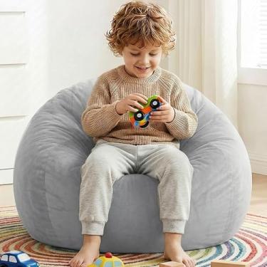 Imagem de AZHCHKE Cadeira de pufe de armazenamento de animais de pelúcia (sem enchimento), poltrona de veludo macio e confortável para adultos, crianças, adolescentes, meninas, cães, gatos, animais de estimação