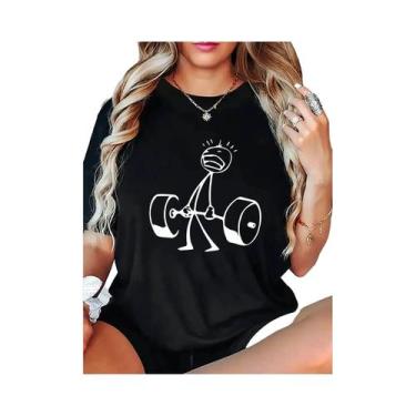 Imagem de Camiseta Unissex De Verão Com Estampa De Halteres, Roupa Casual Para A