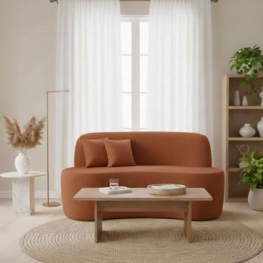 Imagem de Sofá Minimalista Orgânico 2 Lugares Sala Bouclé - Online Confort, Bouc