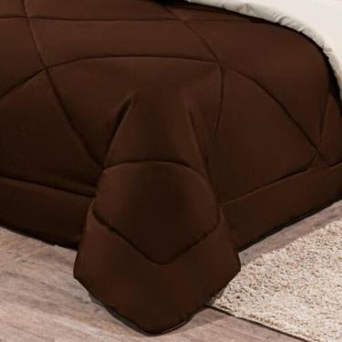 Imagem de Kit Edredom + Jogo De Lençol Aconchego Look House Casal Padrão 6 Peças 80% Algodão , 20% Poliéster- Marrom E Palha