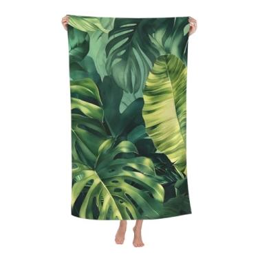 Imagem de VANZEV Toalha de praia de folha tropical toalha de banho de microfibra verde sem areia ultra macia toalha de piscina de secagem rápida toalha absorvente toalha leve presentes para decoração de banho
