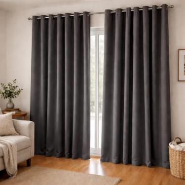 Imagem de Cortina Blackout Para Janela de Quarto e Sala 2,70 x 2,30 m – Tecido com Ilhós Cromados, Bloqueia a Luz, Reduz Calor e Garante Privacidade (Cinza Chumbo)