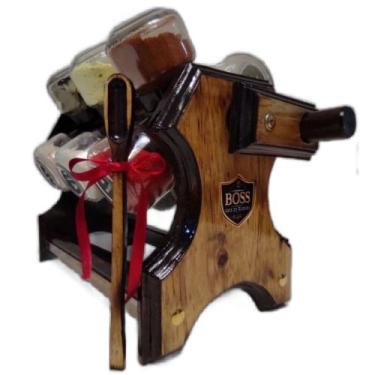 Imagem de Porta Temperos BOSS Giratório com Manivela  12 Potes e colher dosadora