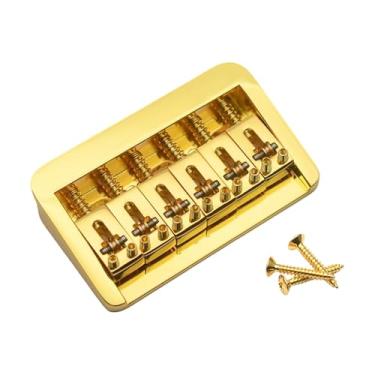 Imagem de Dynwave Ponte fixa para baixo de 6 cordas, ponte fixa para guitarra elétrica, leve em liga de zinco para instrumentos de concerto com parafuso de montagem, Ouro