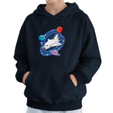 Imagem de Moletom Infantil Canguru Menino Algodão Estampa Espacial - Samcro, Mar