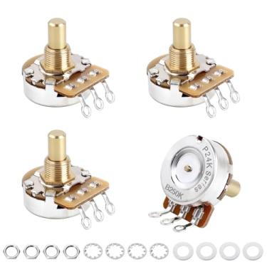Imagem de Banworks Brass B250K Potenciômetro de guitarra cônica linear cônica de 0,9 mm para Gibson Les Paul LP/SG Fender Strat/Tele PRS 4 peças JT/XNQ-21