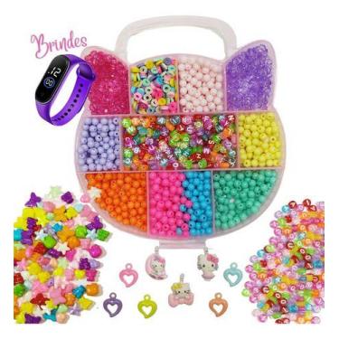 Imagem de Kit Para Fazer Pulseira Miçangas Infantil Gata 1.800 Peças - Anita Rec