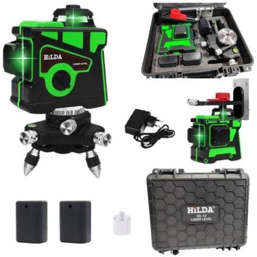 Imagem de Nível Laser Verde 12 Linhas 3d Hilda 2 Baterias Maleta