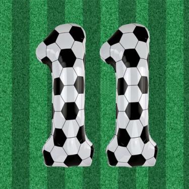 Imagem de Balão de futebol número 11 de 101 cm, tema de futebol grande, decoração de aniversário de 11 anos para festas esportivas infantis
