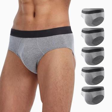 Imagem de BATTEWA Roupa íntima masculina para incontinência, absorvente frontal, à prova de vazamento, para homens e adolescentes, controle da bexiga de urina, 100 ml, pacote com 5 (grande, cinza)