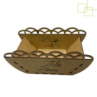 Imagem de Cachepô MDF Decorado Feliz Páscoa Presente Embalagem 21x10x9 cm - Expr