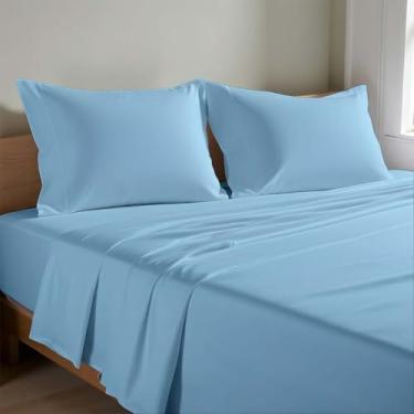 Imagem de KRISHNA Lençóis de berço 76,2 cm x 190,5 cm, 4 peças, macio, respirável, 100% microfibra escovada, cabe em colchões de bolso profundo de até 25,4 cm, estreito solteiro/beliche de acampamento/cama de