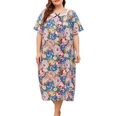 Imagem de Moniss Vestido espreguiçadeira feminino vintage plus size camisolas soltas pijamas